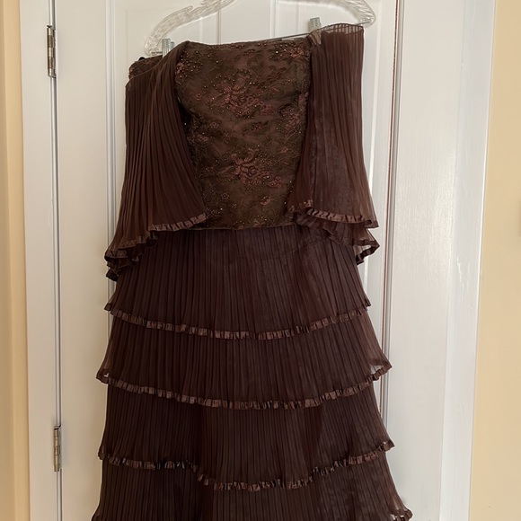 Jovani Style 06707 Bronze Green Cap Sleeve Ruched Evening Dress